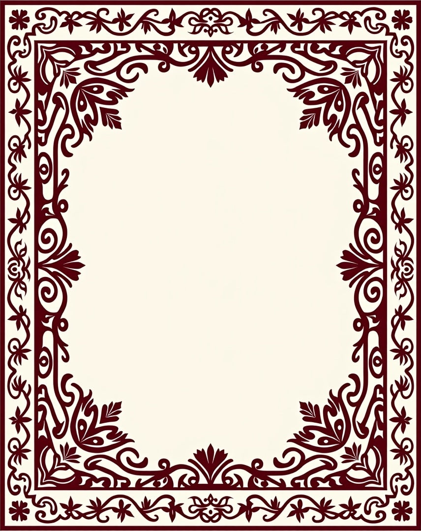 Crimson Floral Border Frame Rug