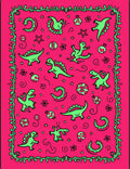 Neon Green Dinosaurs On Hot Pink Background Rug