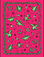 Neon Green Dinosaurs On Hot Pink Background Rug