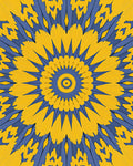 Vibrant Yellow Blue Radial Burst Rug