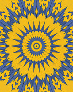 Vibrant Yellow Blue Radial Burst Rug