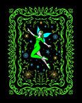 Vibrant Green Neon Fairy Garden Frame Rug