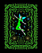Vibrant Green Neon Fairy Garden Frame Rug