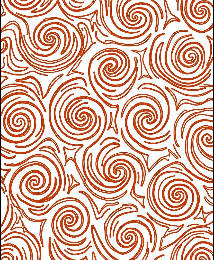 Orange Swirl Continuous Line Art Rug