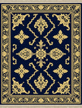 Navy Gold Rococo Floral Garden Rug
