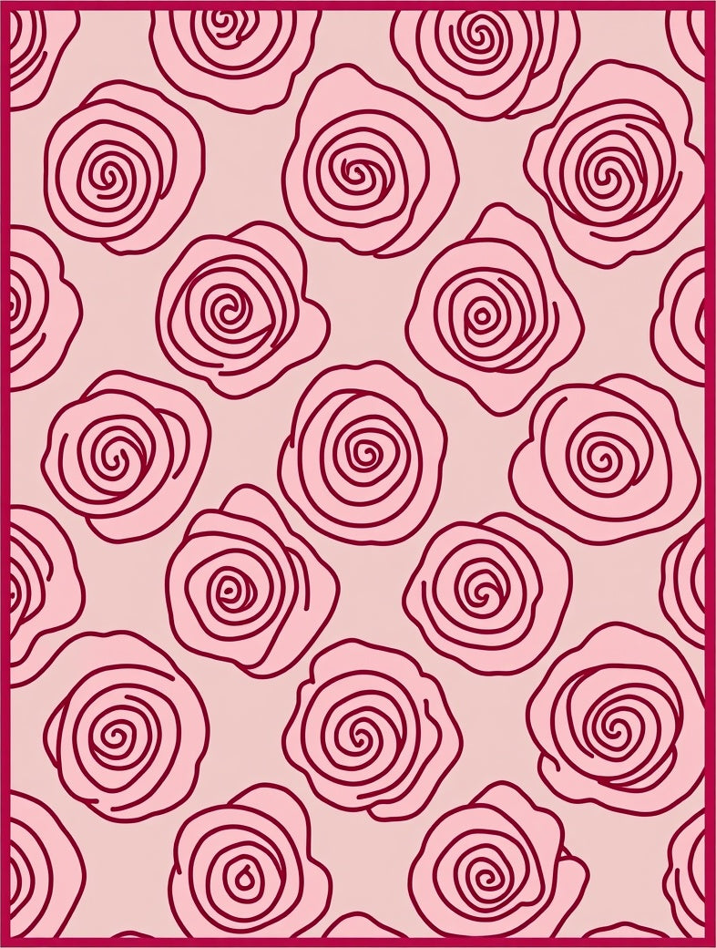 Pink Rose Outline Garden Rug