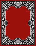 Rich Crimson White Floral Border Rug