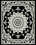 Black Ivory Sunburst Floral Frame Rug