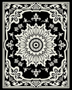 Black Ivory Sunburst Floral Frame Rug