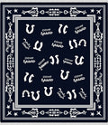 Navy Blue Horseshoe Medallion Border Rug