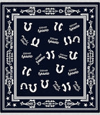 Navy Blue Horseshoe Medallion Border Rug