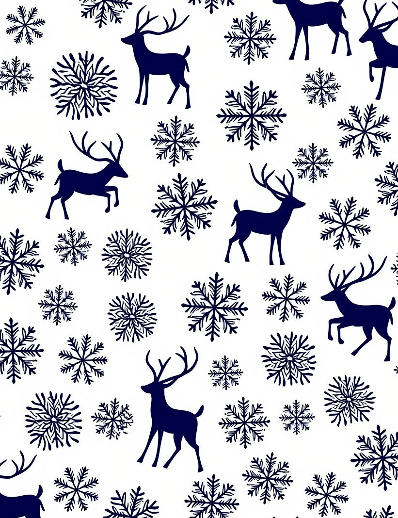 Midnight Blue Deer Snowflake Scatter Rug