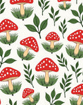 Whimsical Red Mushroom Garden Leaves Rug