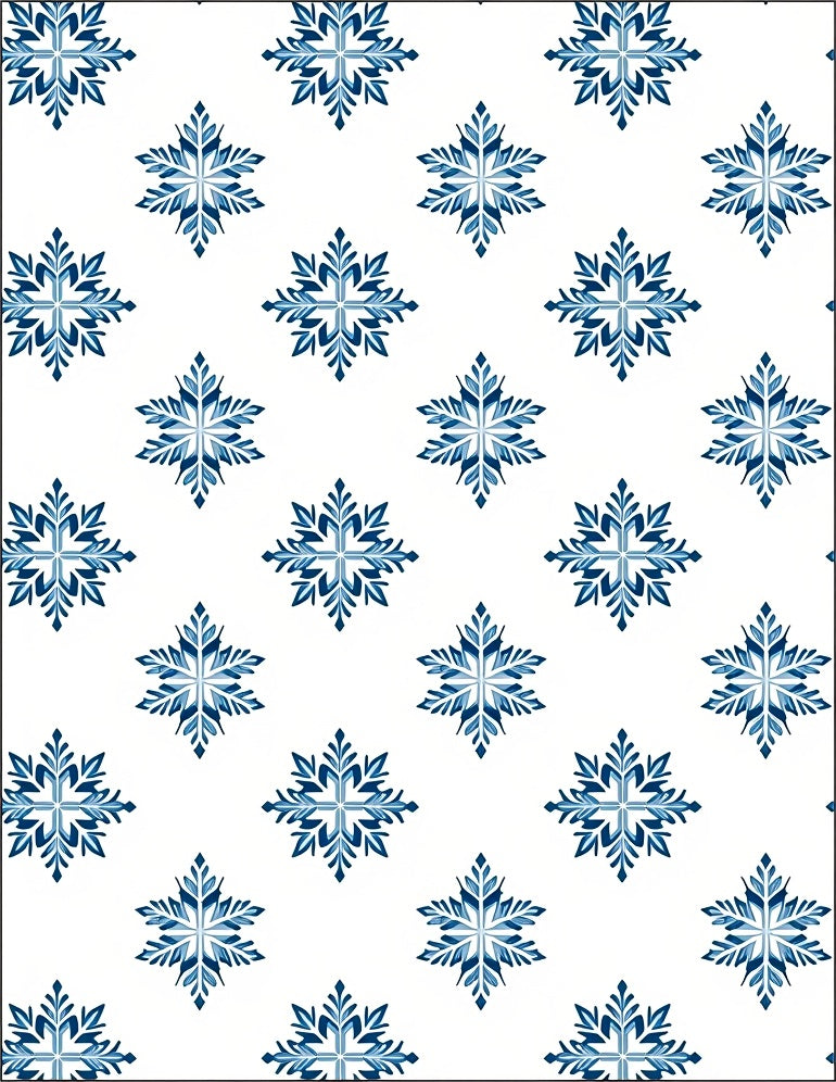 Deep Blue Snowflake Geometric Rug
