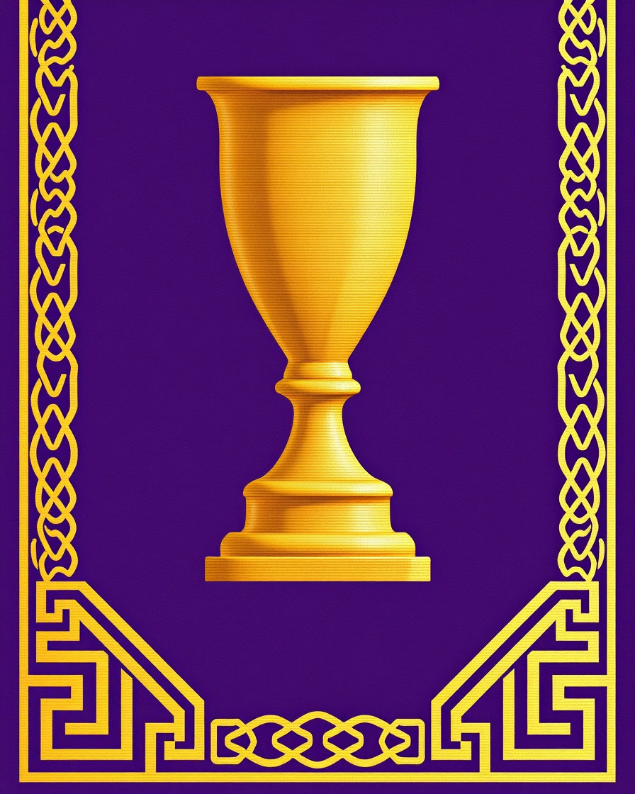 Golden Chalice Purple Geometric Borders Rug
