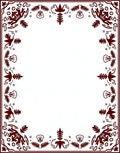 Deep Maroon Ornate Floral Border Rug