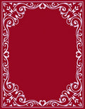 Crimson Vine Heart Scroll Border Rug
