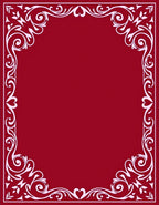 Crimson Vine Heart Scroll Border Rug