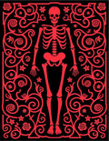 Crimson Skeleton Floral Scroll Rug