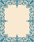 Teal Victorian Scrollwork Frame Rug