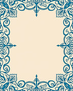 Teal Victorian Scrollwork Frame Rug