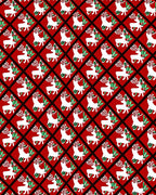 Red Diamond White Reindeer Holly Rug