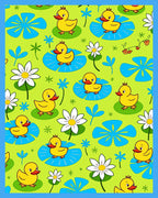 Cute Yellow Ducklings on Lily Pads Rug