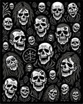 Gothic Skull Collage Black and White Rug