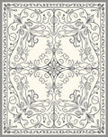 Ornate Gray Scrollwork Floral Rug