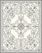 Ornate Gray Scrollwork Floral Rug