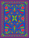 Vibrant Blue Floral Medallion Rug