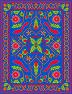 Vibrant Blue Floral Medallion Rug