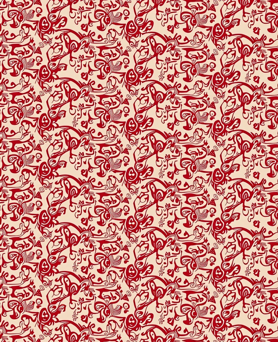 Crimson Swirl Abstract Repeating Pattern Rug