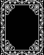 White Floral Border Scrollwork Frame Rug