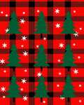 Red Black Buffalo Plaid Trees Stars Rug