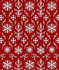 Crimson White Snowflake Branch Arrangement Rug