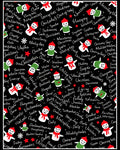 Christmas Snowmen Black Background Rug
