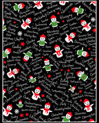 Christmas Snowmen Black Background Rug