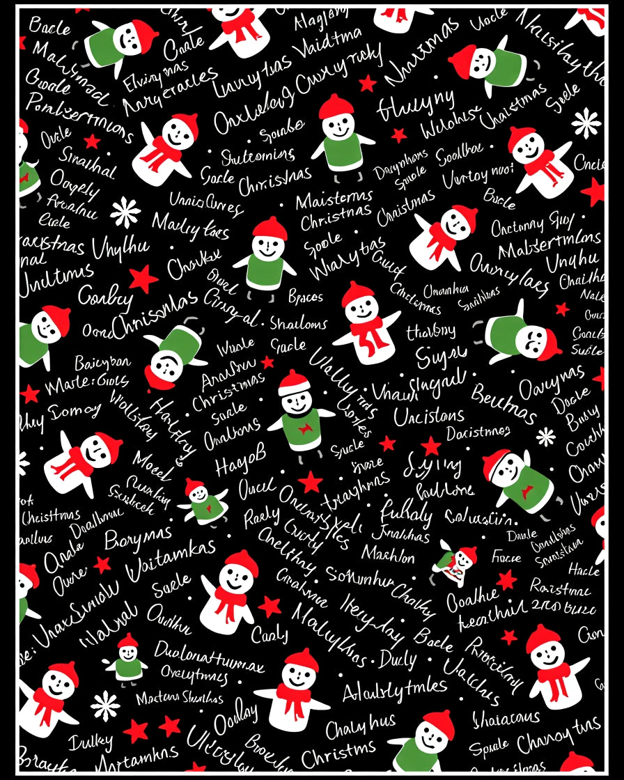 Christmas Snowmen Black Background Rug