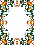 Golden Pumpkin Green Vine Floral Accent Rug