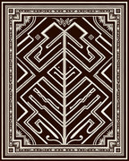 Dark Brown Geometric Art Deco Rug