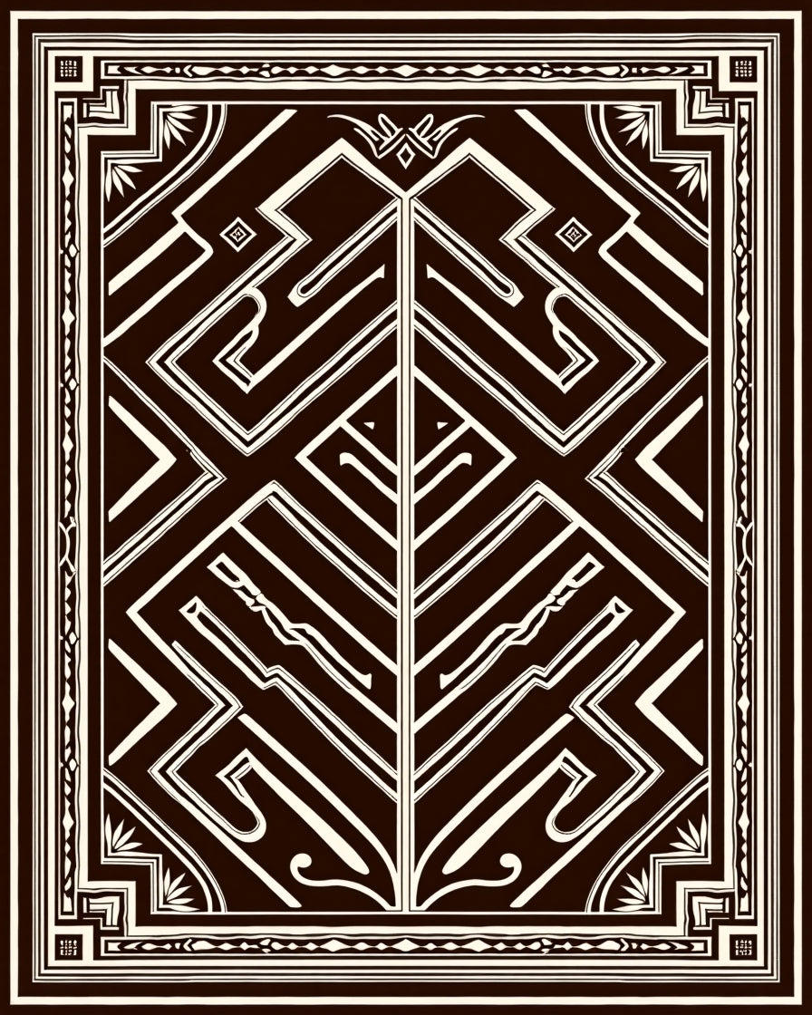 Dark Brown Geometric Art Deco Rug