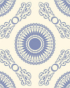 Pale Blue Medallion Floral Scroll Rug