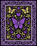 Victorian Purple Yellow Butterfly Floral Rug