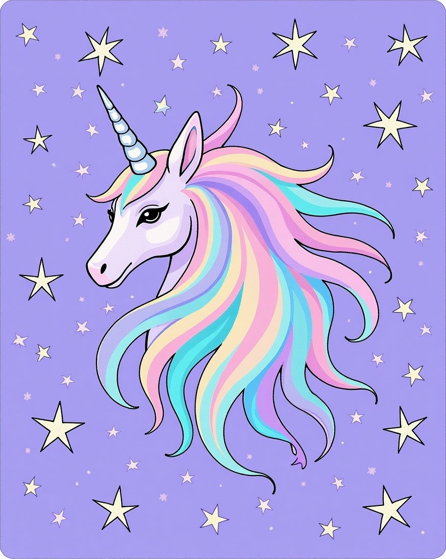 Pastel Rainbow Unicorn Starry Background Rug