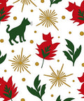 Whimsical Green Cat Red Leaf Sunburst Rug