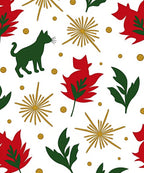 Whimsical Green Cat Red Leaf Sunburst Rug