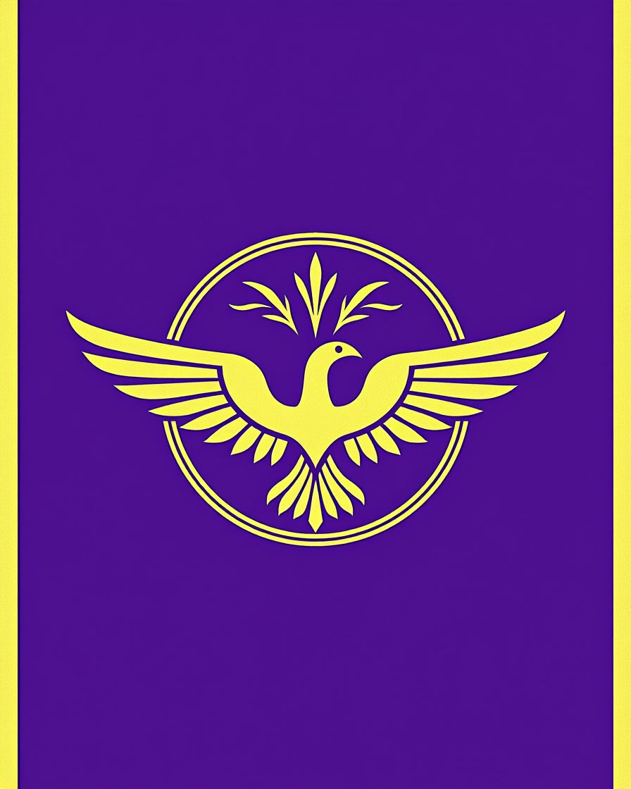 Golden Eagle Purple Circular Emblem Rug
