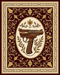 Crimson Gold Floral Revolver Oval Rug