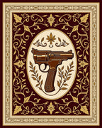Crimson Gold Floral Revolver Oval Rug